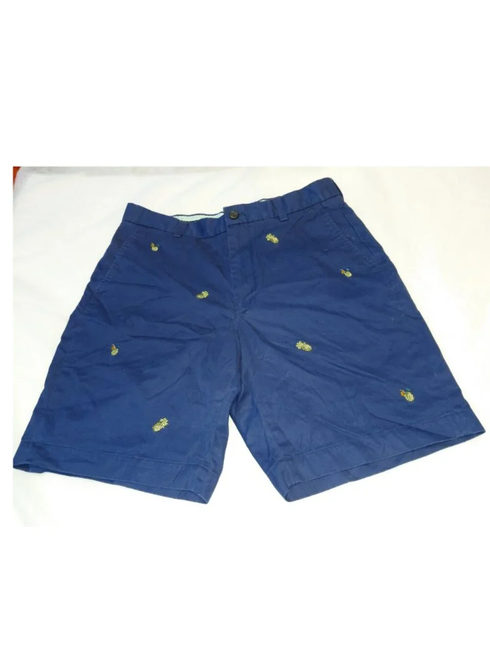 Brooks Brothers Navy Blue Chino Pineapple Embroidered Men's Shorts 34